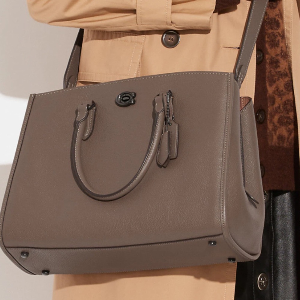 ⭐️SOLD⭐️ Coach Brooke Carryall In Pewter/Stone pebble leather - Picture 3 of 11